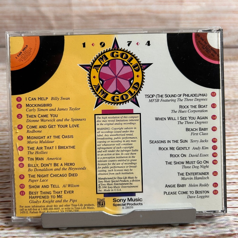 Time-Life‎ AM Gold 1974 Various Artists CD Compilation 70s Pop Soul Hits AMI-21 - Picture 3 of 4